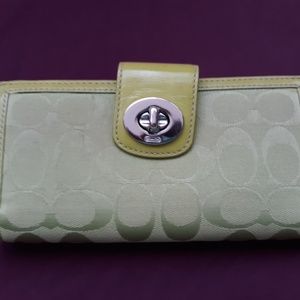 Coach - Lime Green Turn Lock Wallet